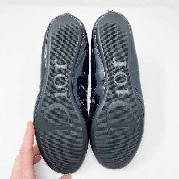 Dior Black Patent Leather Ballet Flats Women's Size 7.5 GUC - Picture 4 of 9
